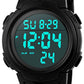Men's Digital Sports Watch LED Screen Large Face Military Watches and Waterproof Casual Luminous Stopwatch Alarm Simple Army Watch - Black