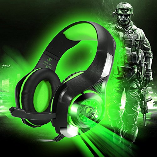 BlueFire Professional 3.5mm PS4 Gaming Headset Headphone with Mic and LED Lights for Playstation 4, Xbox one,Laptop, Computer (Green)
