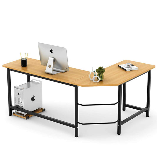 Tribesigns Modern L-Shaped Desk Corner Computer Desk PC Latop Study Table Workstation Home Office Wood & Metal (Teak)