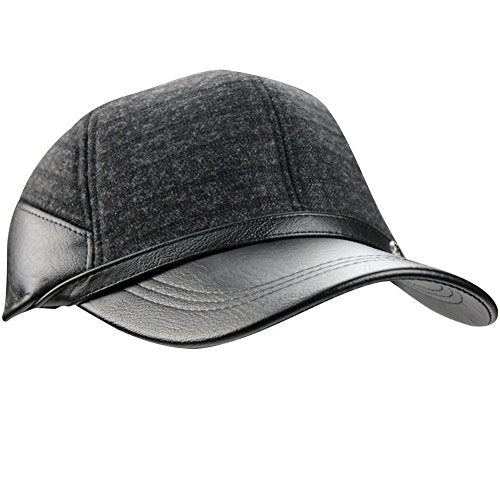 eYourlife2012 Men's Fall Winter Warm Woolen Peaked Baseball Cap Hat With Earmuffs Ear Flap - Black -