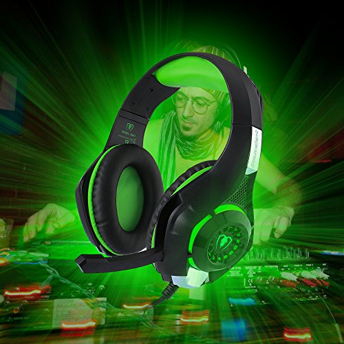 BlueFire Professional 3.5mm PS4 Gaming Headset Headphone with Mic and LED Lights for Playstation 4, Xbox one,Laptop, Computer (Green)