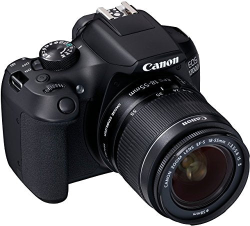 Canon EOS 1300D Kit Fotocamera Reflex Digitale da 18 Megapixel con Obiettivo EF-S IS II 18-55 mm, Wi-Fi, NFC, Versione EU, Nero/Antracite