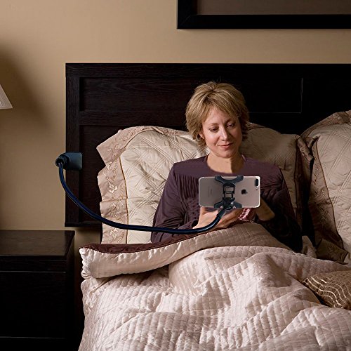 Cell phone Lazy Mount Holder, DIY Rotating Cellphone Bracket Stand with Solid Steel and Flexible Long Arm Clip for Desk, Bed, Bedside to Hold iPhone and Universal Mobile Phone, 31.5-In,Panda White