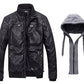 Wantdo Men's Leather Jacket with Removable Hood -  -