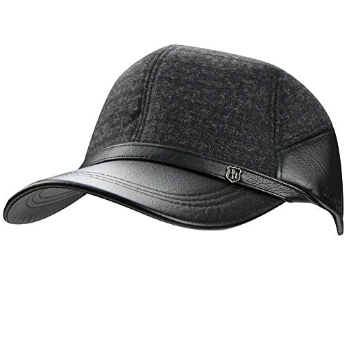 eYourlife2012 Men's Fall Winter Warm Woolen Peaked Baseball Cap Hat With Earmuffs Ear Flap - Black -