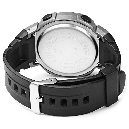 Men's Digital Sports Watch LED Screen Large Face Military Watches and Waterproof Casual Luminous Stopwatch Alarm Simple Army Watch - Black