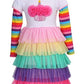 Fubin Pompomkid Vintage Print Foral High Low Flying Sleeve Girl Dress Princess Clothes