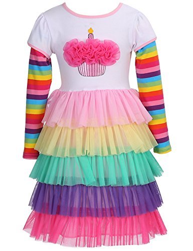 Fubin Pompomkid Vintage Print Foral High Low Flying Sleeve Girl Dress Princess Clothes