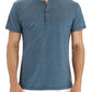 PEGENO Men's Casual Slim Fit Short Sleeve Henley T-shirts Cotton Shirts VG-Blue-US XL