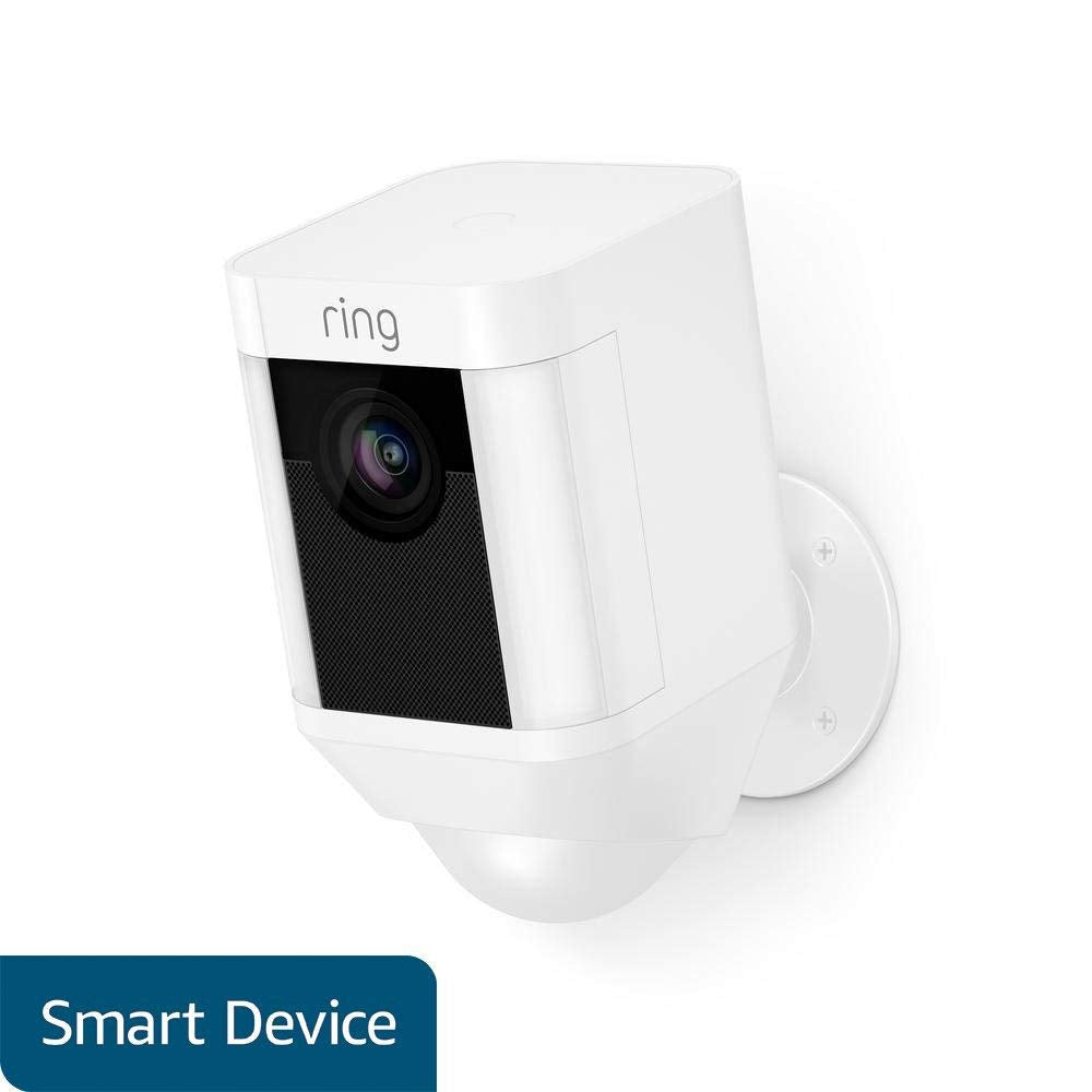 Ring 8SB1S7-WAU0 Spotlight Cam Battery HD Security Camera with Built Two-Way Talk and a Siren Alarm, White