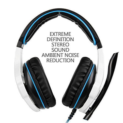 SADES SA810 Newest Version New Xbox One, PS4 Gaming Headset with 3.5mm wired Over-ear Noise Isolating Microphone Volume Control for Mac/PC/Laptop/PS4/Xbox one (Black&White)