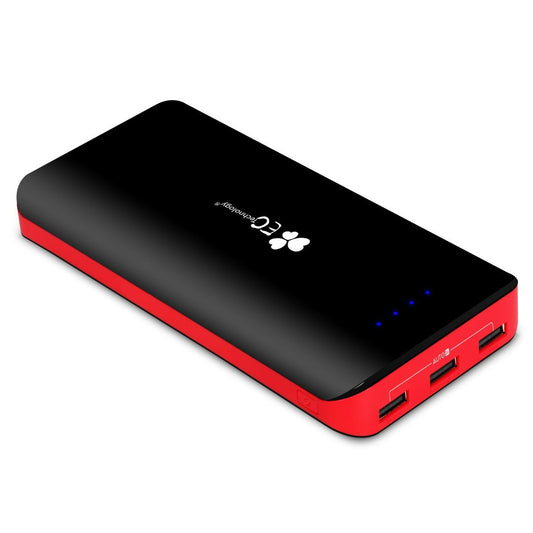 EC Technology 22400mAh Power Bank Ultra High Capacity External Battery 3 USB Output(5.5A) Powerbank Dual Input Port (4A) Portable Charger for iPhone, iPad, Samsung, Nexus and More, Black and Red