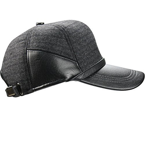 eYourlife2012 Men's Fall Winter Warm Woolen Peaked Baseball Cap Hat With Earmuffs Ear Flap - Black -