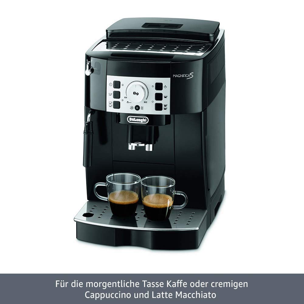 DeLonghi Magnifica S ECAM 22.110.B Kaffeevollautomat | Direktwahltasten und Drehregler | Milchaufschäumdüse | leises Kegelmahlwerk 13 Stufen | Herausnehmbare Brühgruppe | 2-Tassen-Funktion | schwarz