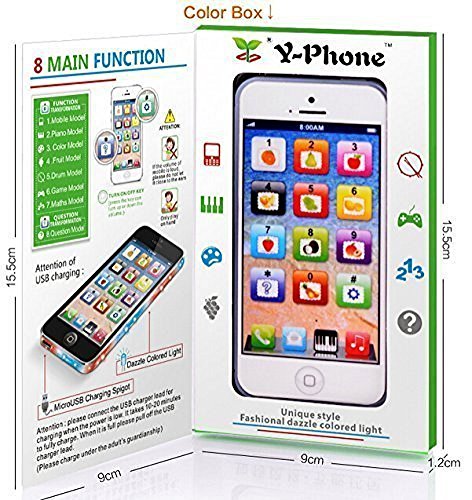 Y-Phone YPhone Toy Play Cell Phone Mobile Phone Cellphone with USB Recharable Cable for Baby Kids With USB Recharable