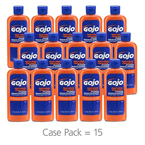 GOJO 0951-15 Natural Orange Hand Cleaner with Pumice Scrubber, 7.5 oz Bottle (Pack of 15)