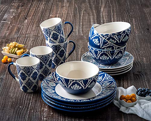 American Atelier Pirouette 16 Piece Dinnerware Set, Blue