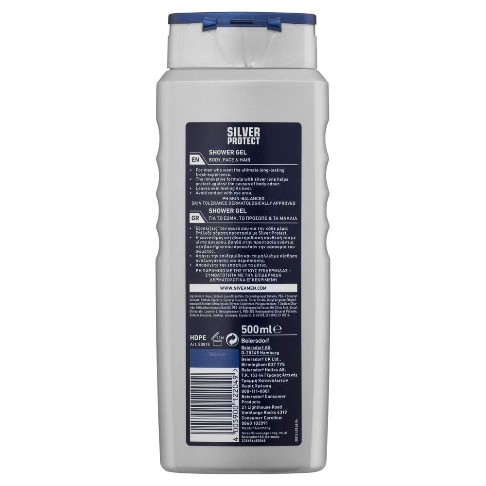 Nivea Men Silver Protect Shower Gel, 500ml