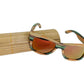 Colour Striped Polarized Wood Sunglasses with UV400 Polarised Lenses and Bamboo Box for Women