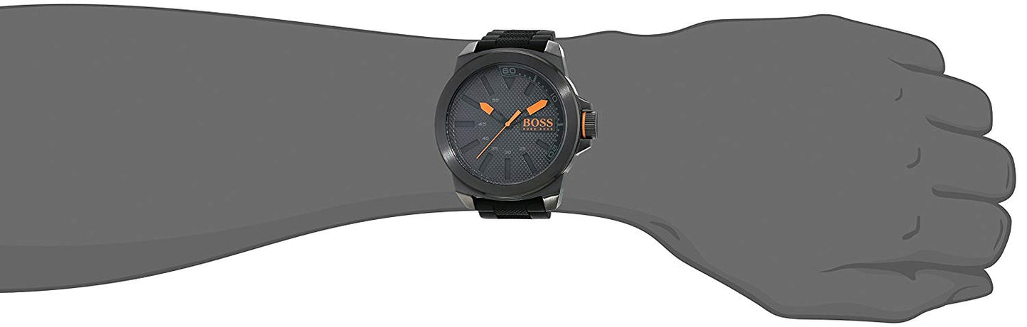 Hugo Boss Orange New York Men's Quartz Analogue Classic Black Silicone Strap 1513004