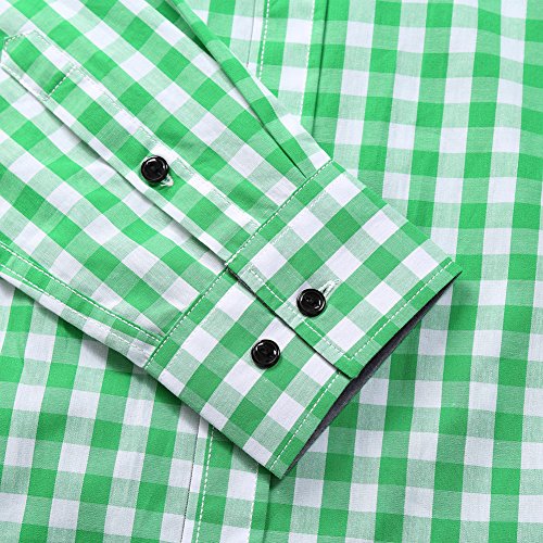 MrWonder Men's Casual Fit Button Down Long Sleeve Plaid Dress Shirts