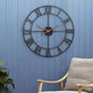 60cm Large Home Decor Wall Clock for Living Room Non Ticking Iron Art Clocks Roman Numeral,Retro Distressed Metal,Oversized (60cm, Black)