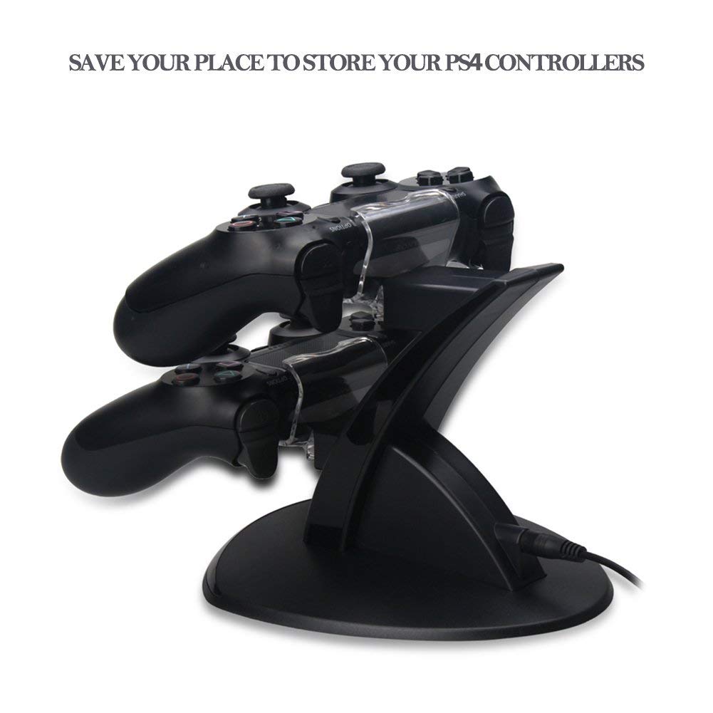 PS4 Controller Charger, Dual USB Fast Charging Dock Station Stand Holder with LED Indicator for Sony PlayStation 4/PS4/PS4 Pro/PS4 Slim Controller