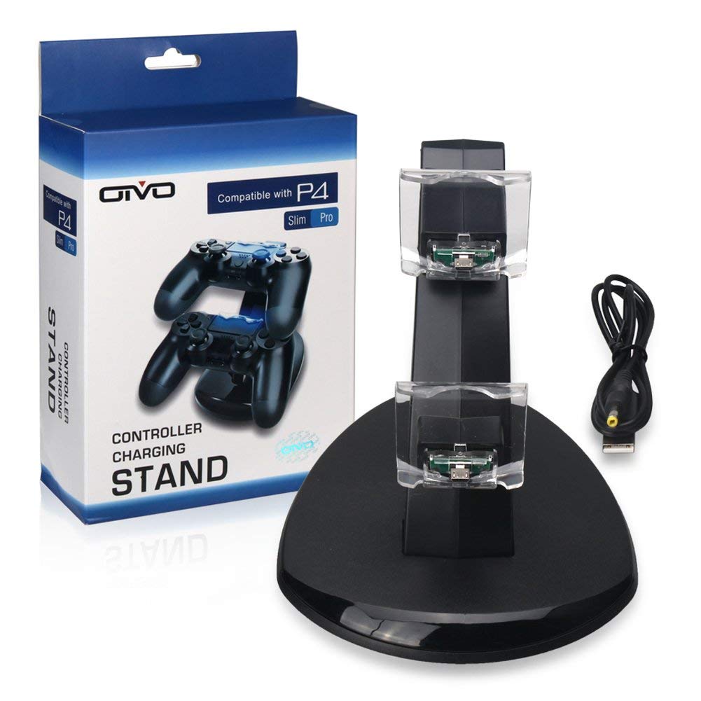 PS4 Controller Charger, Dual USB Fast Charging Dock Station Stand Holder with LED Indicator for Sony PlayStation 4/PS4/PS4 Pro/PS4 Slim Controller