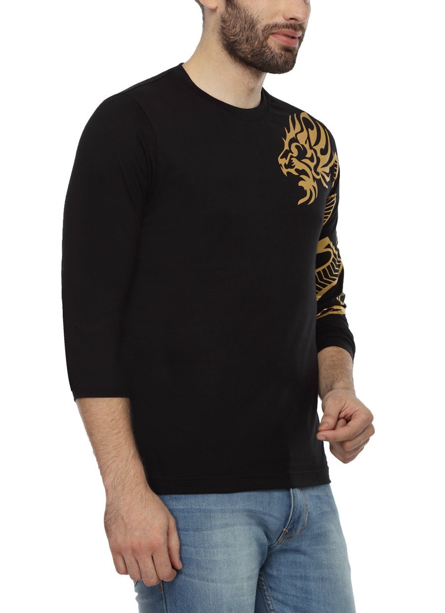 pepperClub Men's Cotton Round Neck Full Sleeve Printed Tshirt - Dragon