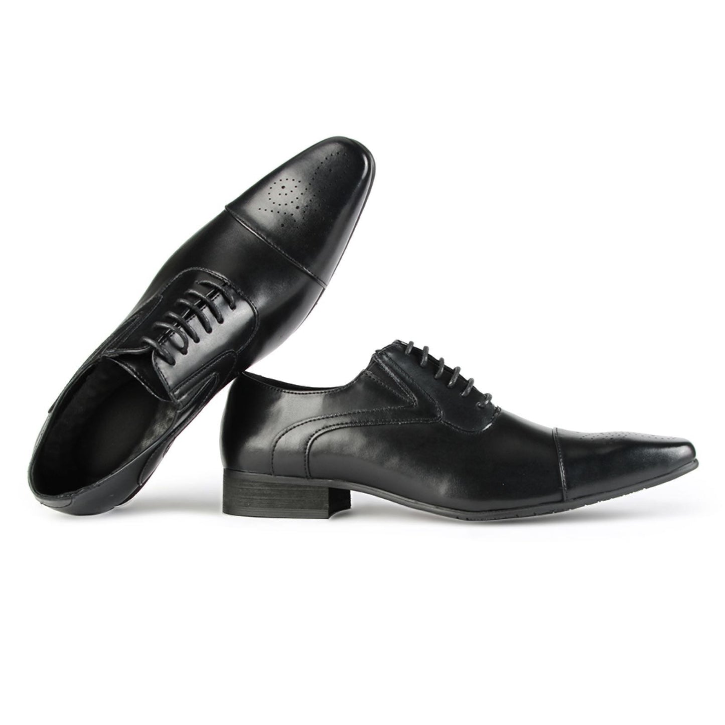 Men's Business Casual Shoes, Classic Leather Oxfords Dress Shoes Modern Round Cap Toe Lace up Formal Shoes for Men