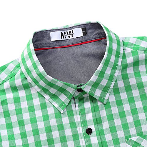 MrWonder Men's Casual Fit Button Down Long Sleeve Plaid Dress Shirts