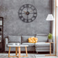 60cm Large Home Decor Wall Clock for Living Room Non Ticking Iron Art Clocks Roman Numeral,Retro Distressed Metal,Oversized (60cm, Black)