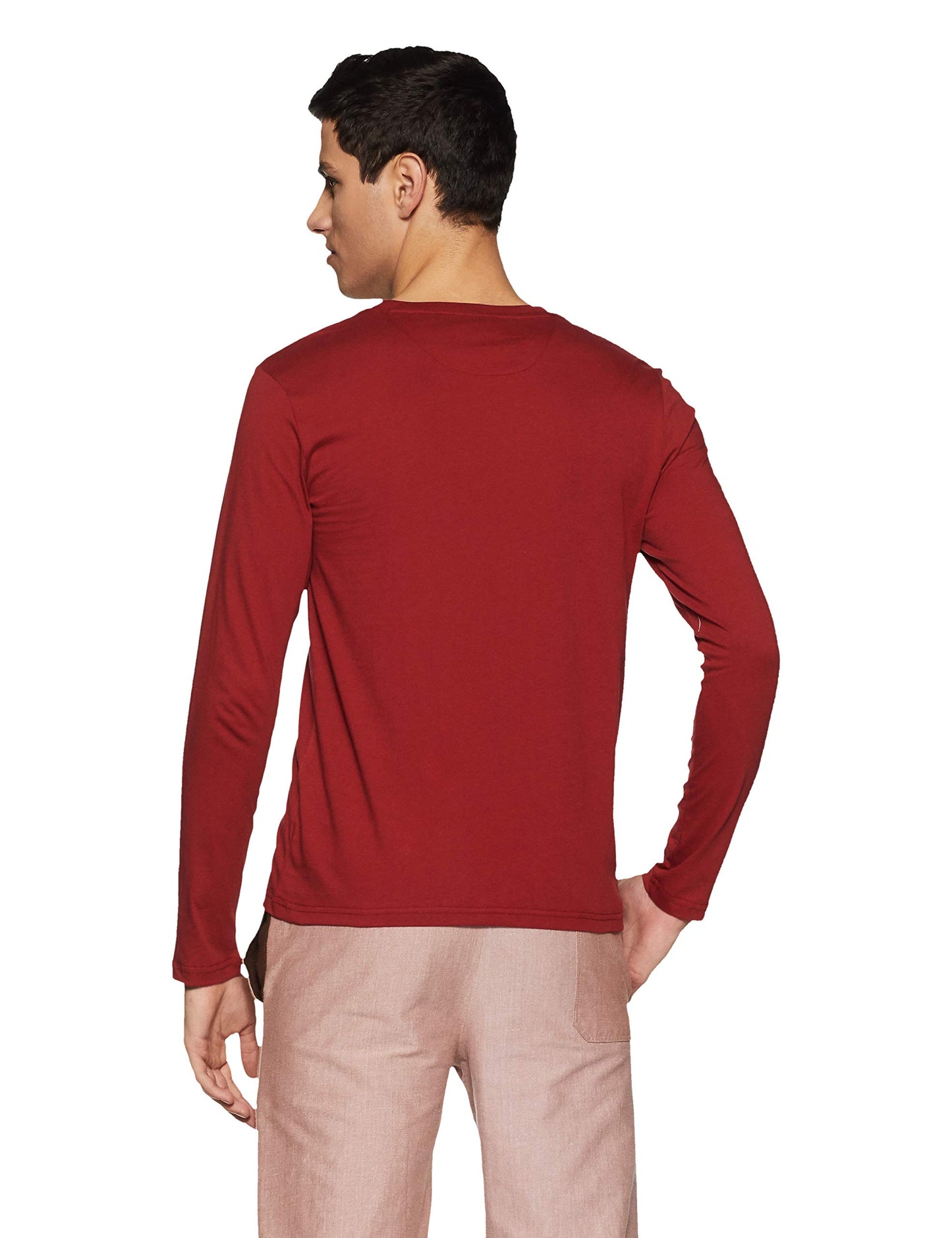 Amazon Brand - Symbol Men's Cotton T-Shirt (Pack of 2) (AW18ALK5PO2D_Red Md Solid + Navy Solid_L)