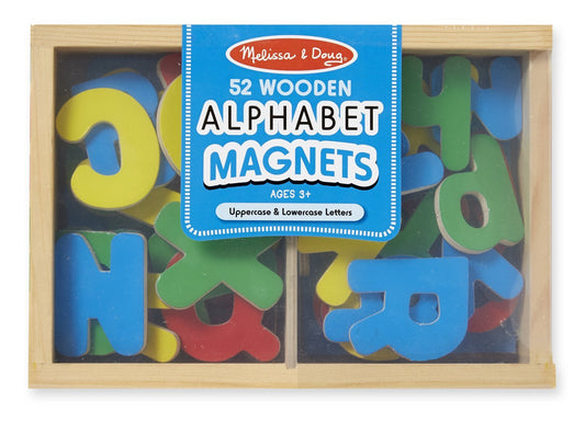 Melissa & Doug 52 Wooden Alphabet Magnets in a Box - Uppercase and Lowercase Letters