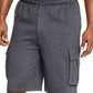 KingSize Men's Big & Tall Fleece Cargo Shorts, Heather Charcoal Tall-5Xl