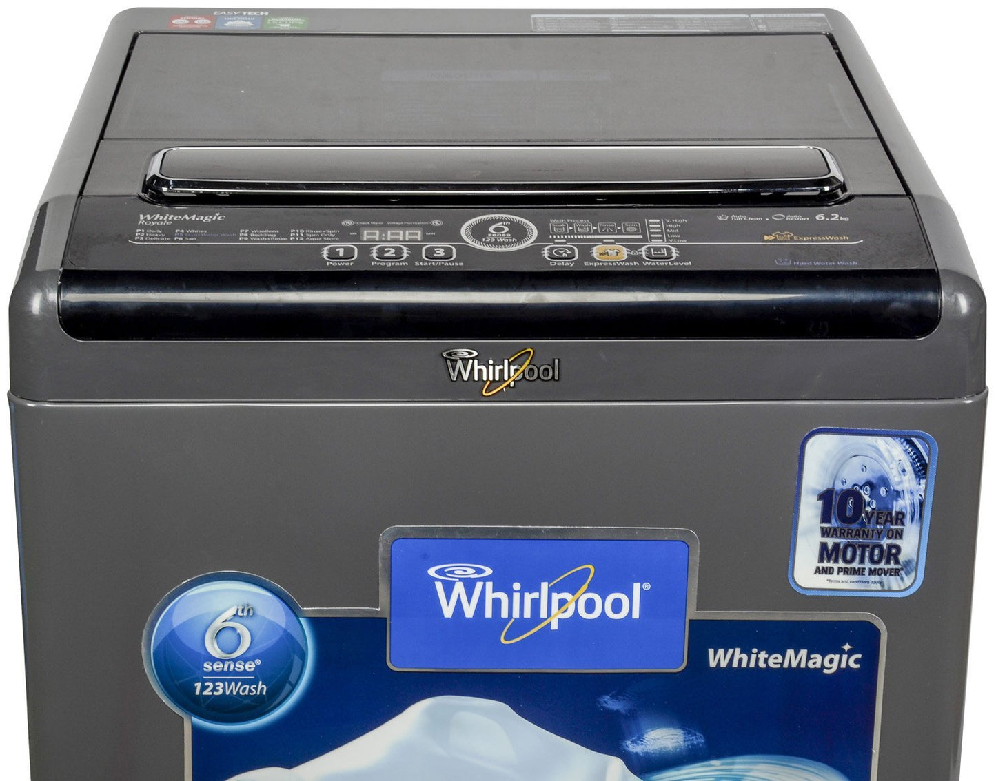 Whirlpool 6212SD Whitemagic Royale Fully-automatic Top-loading Washing Machine (6.2 kg, Grey Chrome)