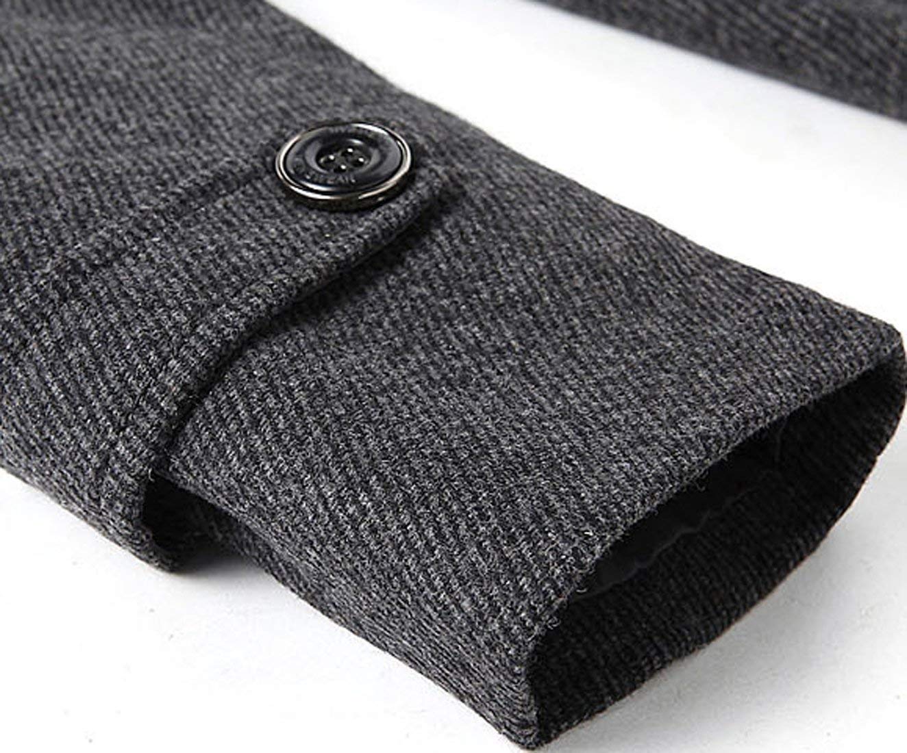 Chouyatou Men's Stand Collar Classic Pea Coat with Removable Inner Collar (Large, Gray)