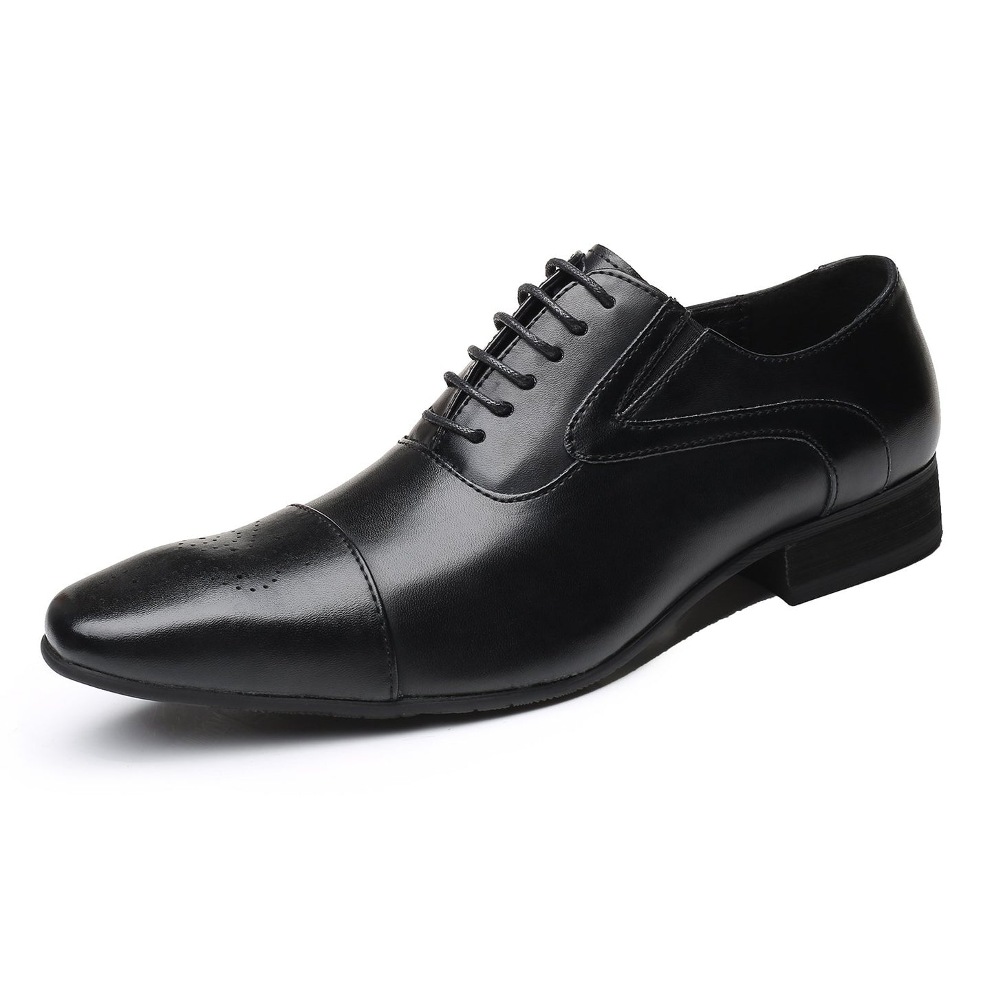 Men's Business Casual Shoes, Classic Leather Oxfords Dress Shoes Modern Round Cap Toe Lace up Formal Shoes for Men