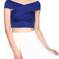 VeniVidiVici Blue Bandage Bardot Crop Top