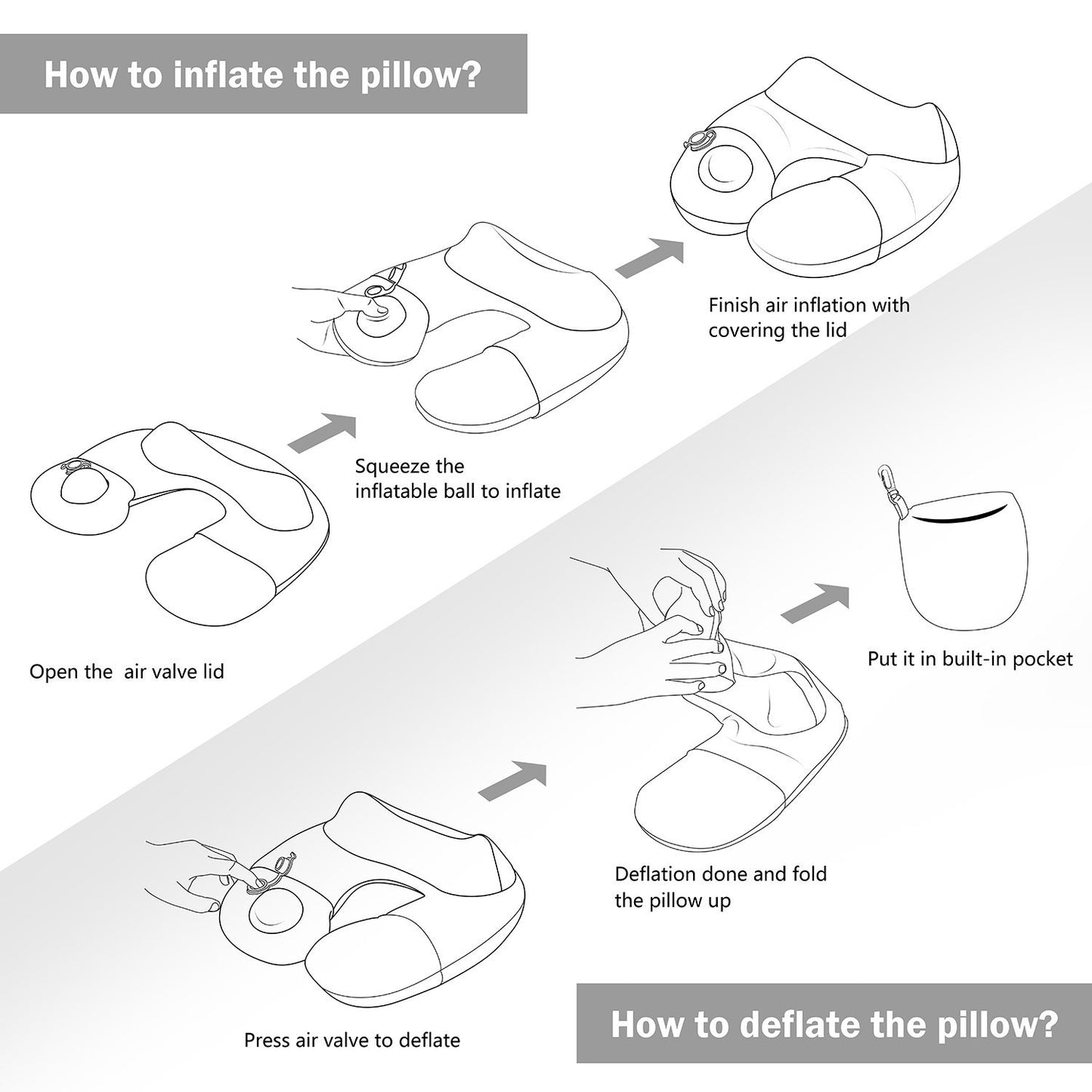 (Grey) - Inflatable Travel Pillow,Kmall Cool Travel Pillows for Aeroplanes Comfortable U Shape Inflatable Neck Pillow With Head and Neck Supports for Aeroplanes Travel,Car,Driving(Grey)