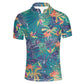HUGS IDEA Men's Peerformance Jersey Polos Shirt Hawaiian Short Sleeve Leaves Pattern T-Shirts Breathable Athletic Sport Tee