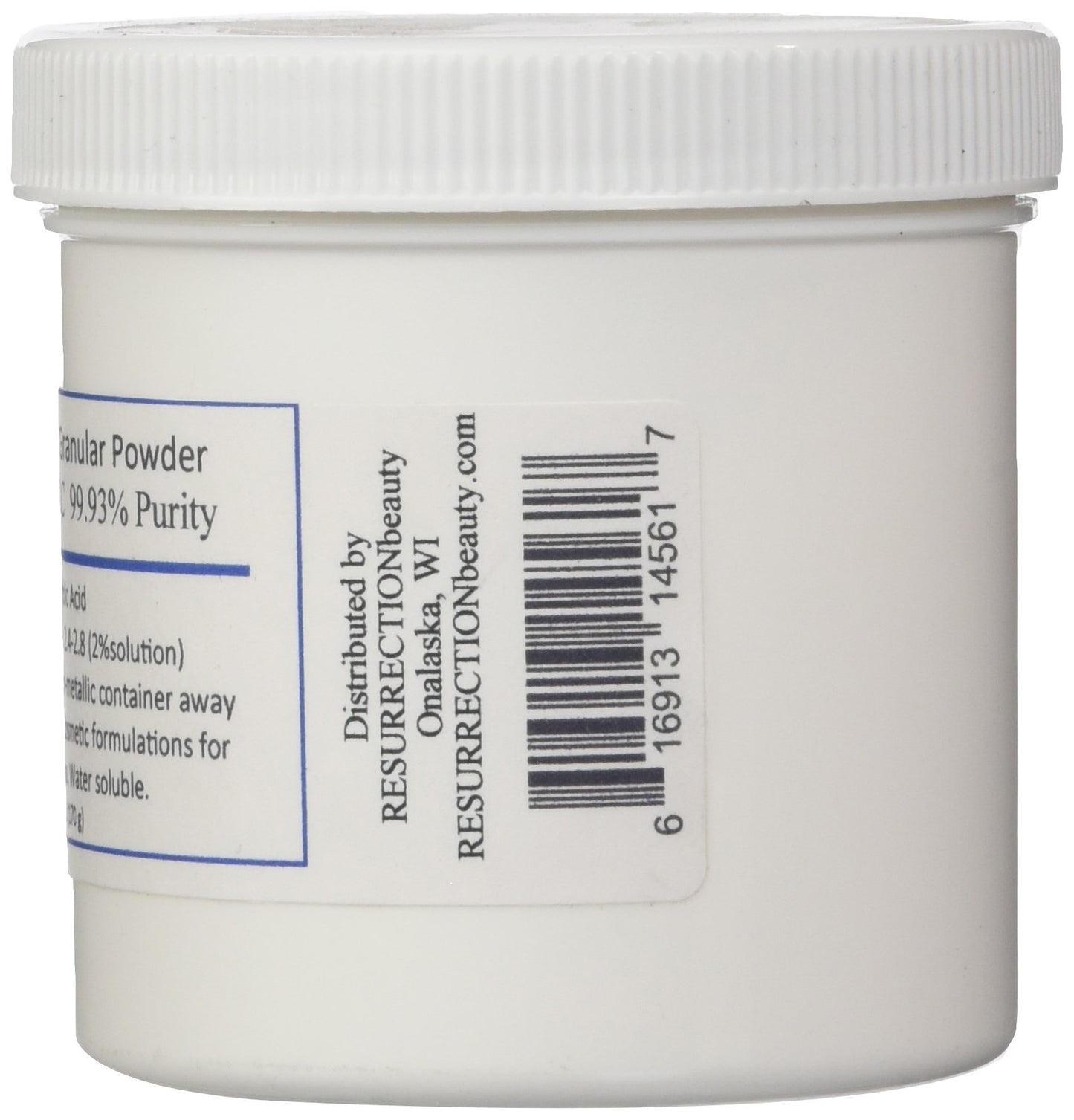 L-Ascorbic Acid Powder (Vitamin C), 6 oz. Jar. For Use in Serums and Cosmetic Formulations.