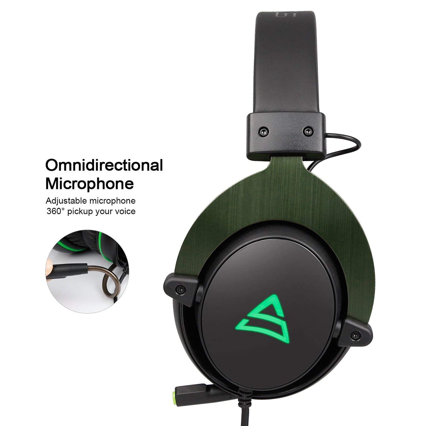 SUPSOO G817 Surround Stereo Sound Gaming LED Lighting Over-Ear Headphones Wired Headset for PC Gamers with Mic Noise Cancelling & Volume Control ( Black & Green )