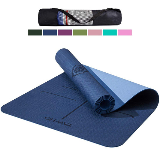 Yoga Mat Fitness Mat Eco Friendly Material Sgs Certified Ingredients TPE Specifications 72'' x 24'' Thickness 1/4-Inch Non-Slip Extra Large Yoga Mat with Carry Strap and Carry Bag