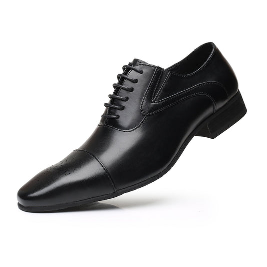 Men's Business Casual Shoes, Classic Leather Oxfords Dress Shoes Modern Round Cap Toe Lace up Formal Shoes for Men