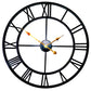 60cm Large Home Decor Wall Clock for Living Room Non Ticking Iron Art Clocks Roman Numeral,Retro Distressed Metal,Oversized (60cm, Black)
