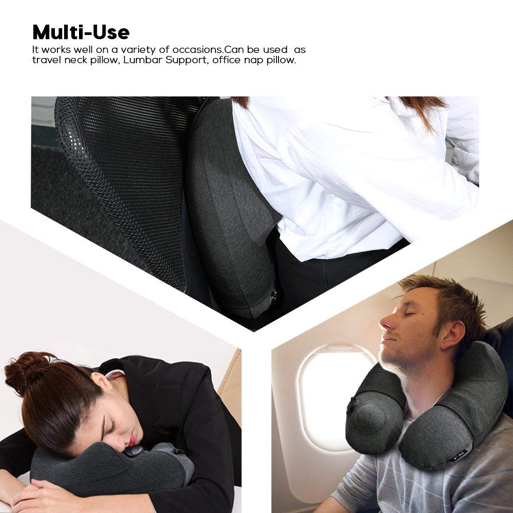 (Grey) - Inflatable Travel Pillow,Kmall Cool Travel Pillows for Aeroplanes Comfortable U Shape Inflatable Neck Pillow With Head and Neck Supports for Aeroplanes Travel,Car,Driving(Grey)