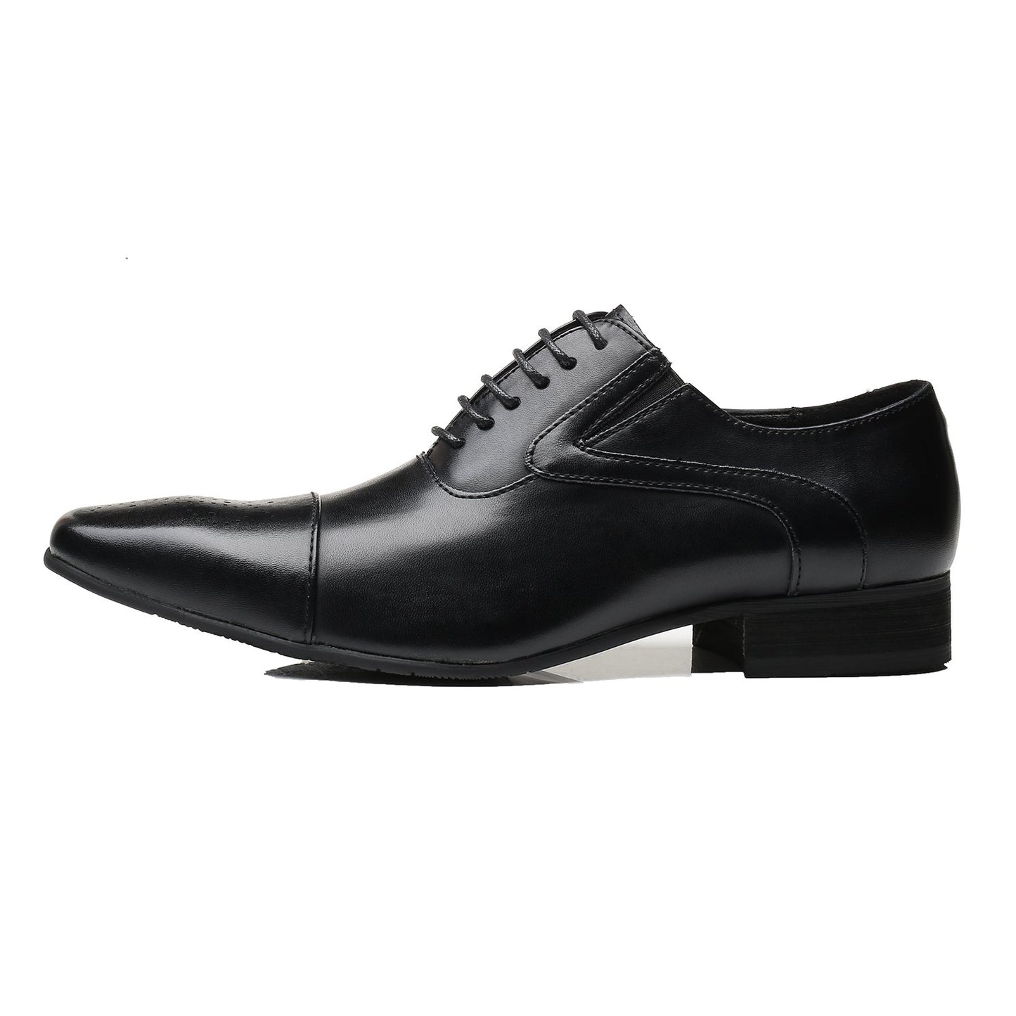 Men's Business Casual Shoes, Classic Leather Oxfords Dress Shoes Modern Round Cap Toe Lace up Formal Shoes for Men