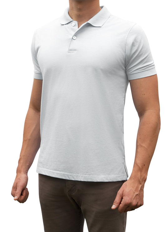 Comfortably Collared Men's Perfect Slim Fit Polo Shirt White (Large)