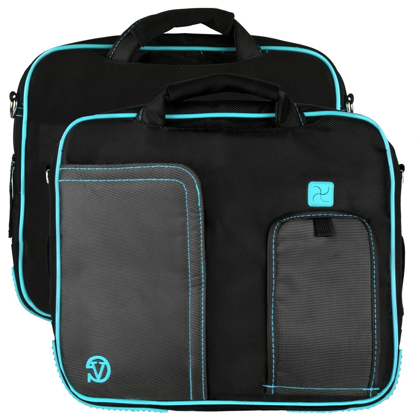 Vangoddy Black-Aqua Pindar Shoulder Portfolio Bag Case for Micromax Canvas Laptab II LT777 11.6-inch Laptop